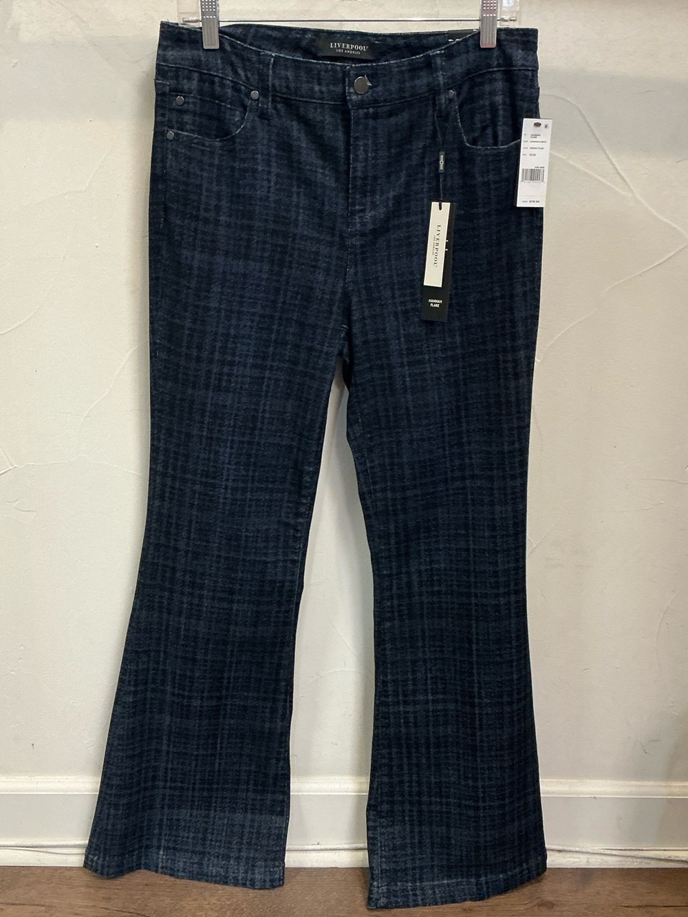 Liverpool Hannah Flare Jeans Indigo Plaid